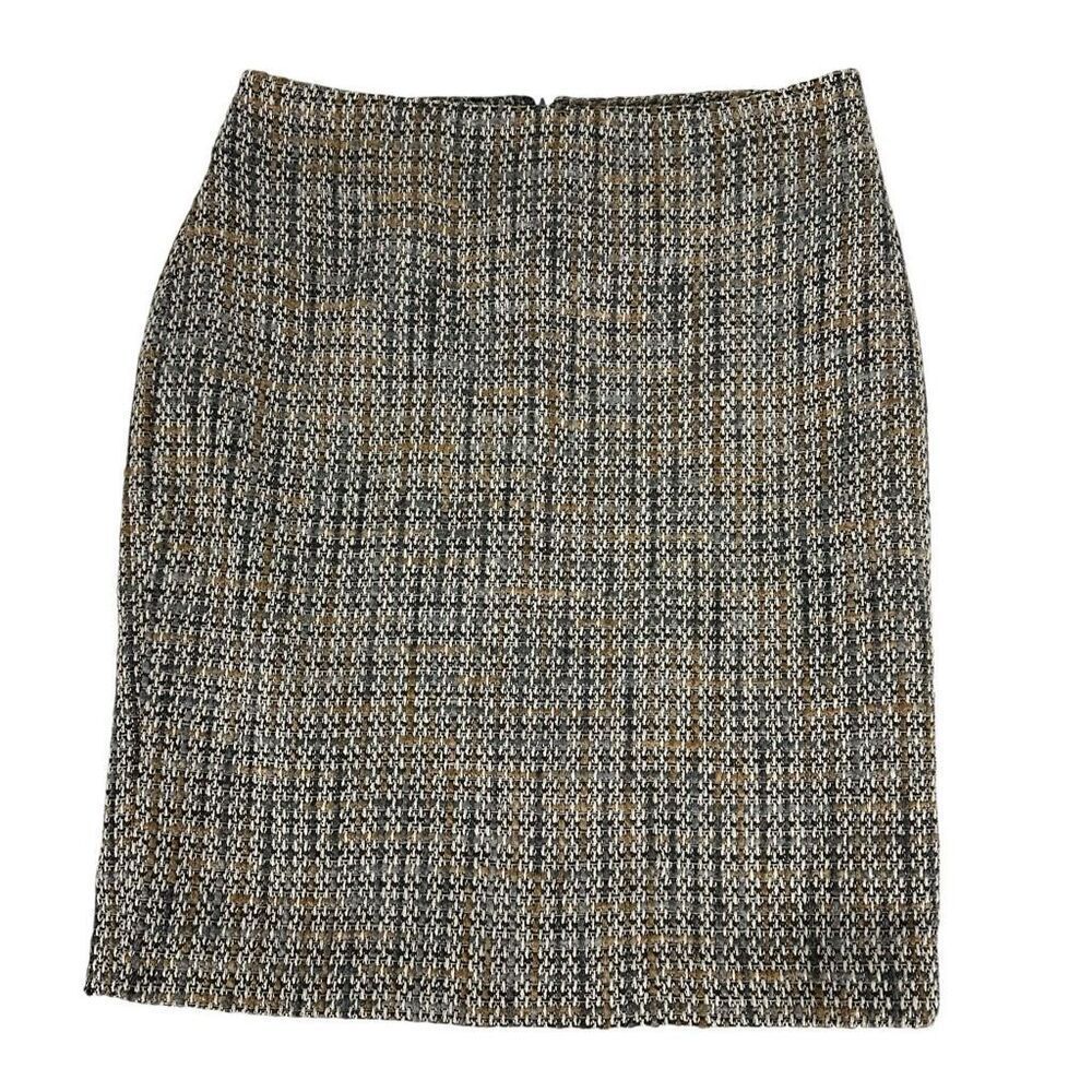Ann Taylor Straight Tweed Skirt Size 8 Gray Cream